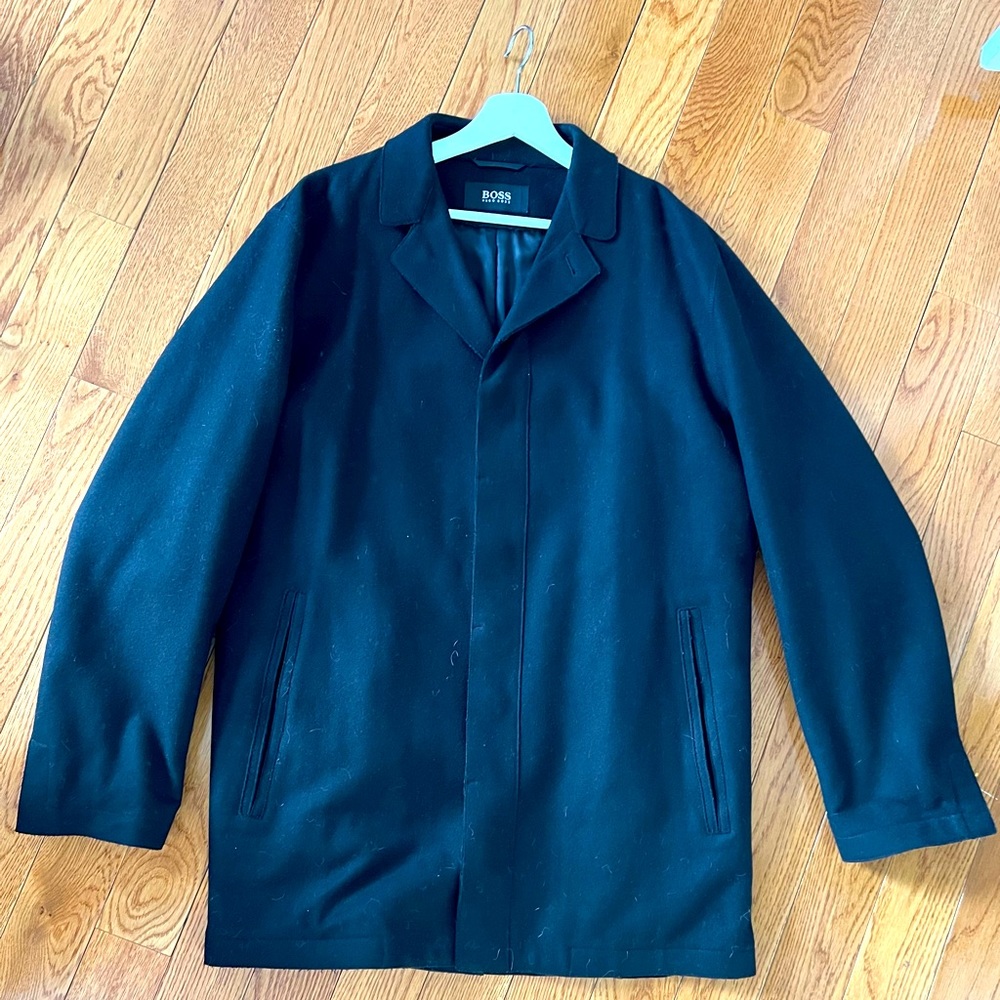 Hugo Boss black wool cashmere coat
